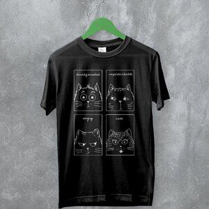 Cat Expression Funny Animal Pet Lover Cartoon Graphic Art Humor T-Shirt 166
